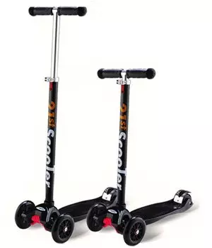 Самокат детский Maxi-21st scooter, регулируемый руль, четырёхколёсный, светящиеся колеса, до 60кг, черный 00-170075-1