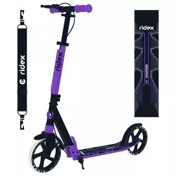 Самокат детский RIDEX Sigma, 2-х колесный, 200 мм, ручной тормоз, черный/фиолетовый
