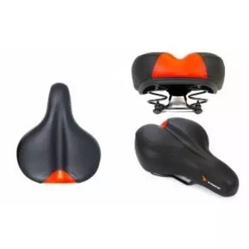 Седло велосипедное TRIX, комфорт, 260x180 мм, пружинное, красно-черное, SDTX60180S0BK 12191
