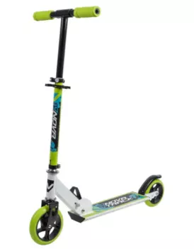 Самокат для детей NOVATRACK JUNGLE, сталь, складной, ватер стикер, 145*125 мм PU, бело-зеленый, 145S.JUNGLE.WGN9