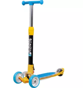 Самокат для детей Novatrack RainBow, 120/80 мм, складной, голубой/желтый, 120PROT.RAINBOW.BL20