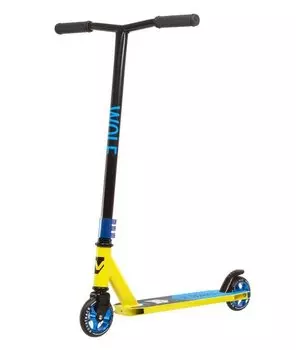 Самокат для детей NOVATRACK WOLF EL, 110 мм, черный/желтый, 110A.WOLF.BLM21