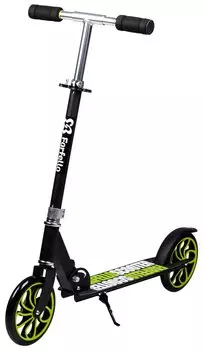 Самокат Farfello M-396B, двухколёсный, складной, городской, нагрузка до 100 кг, колёса 190 мм, черный/зеленый, 2021