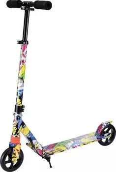 Самокат Farfello S145, детский, двухколёсный, складной, нагрузка до 50 кг, колёса 145 мм, синий (граффити)