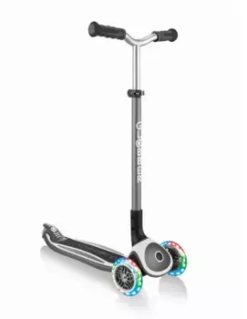 Самокат Globber MASTER LIGHTS, детский, трехколесный, складной, светящиеся колеса, бело-серый, 662-160