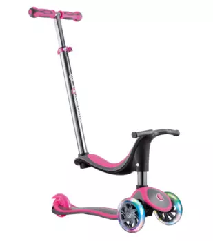 Самокат Globber MY FREE SEAT TITANIUM 4 IN 1 LIGHTS, детский, трансформер, светящиеся колеса, розовый, 462-132-2