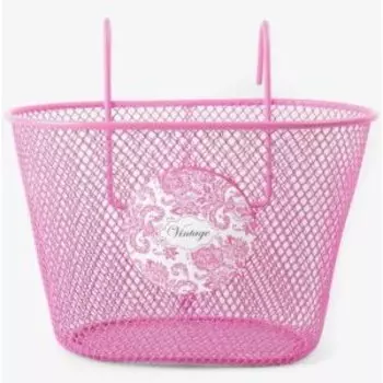 Корзинка Vinca Sport на самокат или детский велосипед стальная, 240x150x150мм, розовая, P 09 pink Flowers