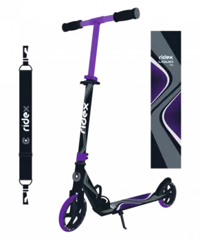 Самокат городской RIDEX Liquid, 2-х колесный, 180 мм, черный/фиолетовый
