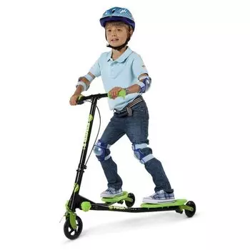 Самокат инерционный Y-Volution Fliker Air A1, чёрно-зеленый, трёхколёсный, 100029