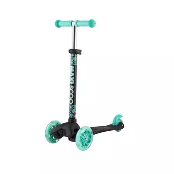 Самокат Maxiscoo Baby, детский, трехколесный, со светящимися колесами, черный с бирюзой, 2021