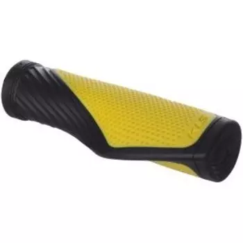 Грипсы велосипедные KLS WAVE 130/135мм, кратон, 1 заглушка, жёлтые, ZKE18508