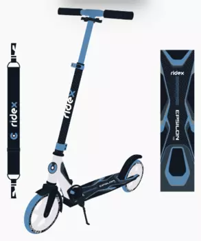 Самокат RIDEX Epsilon, 2-х колесный, складной, 180 мм, синий