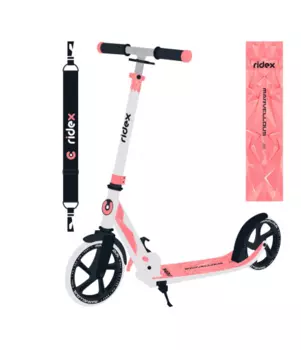 Самокат RIDEX Marvellous, 2-х колесный, складной, 200 мм, белый/коралловый