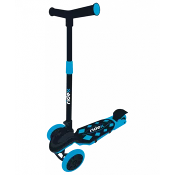 Самокат RIDEX Robin, детский, складной, трехколесный, 120/80 мм, неоновый голубой
