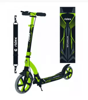 Самокат RIDEX Stratus, двухколесный, складной, 230/200 мм, ручной тормоз, зеленый, SX18346