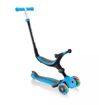 Самокат-трансформер Globber GO UP FOLDABLE LIGHTS, складной, трехколесный, детский, светящиеся колеса, голубой