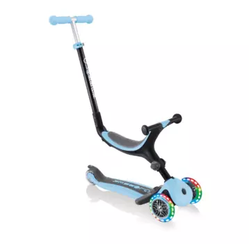 Самокат-трансформер Globber GO UP FOLDABLE LIGHTS, складной, трехколесный, детский, светящиеся колеса, пастельно-голубой