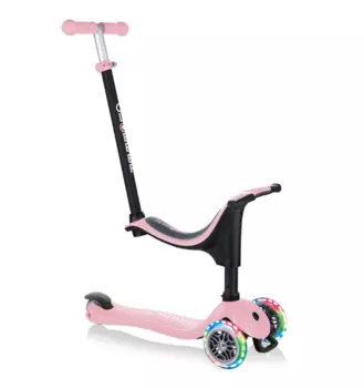Самокат-трансформер Globber GO UP SPORTY LIGHTS, трехколесный, детский, светящиеся колеса, пастельно-розовый