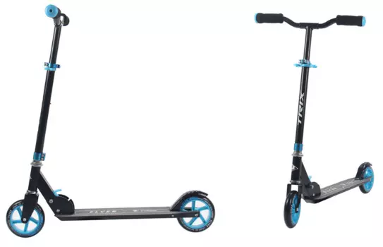 Самокат TRIX FLYER, детский, складной, двухколёсный, до 60 кг, черно-синий, 2019