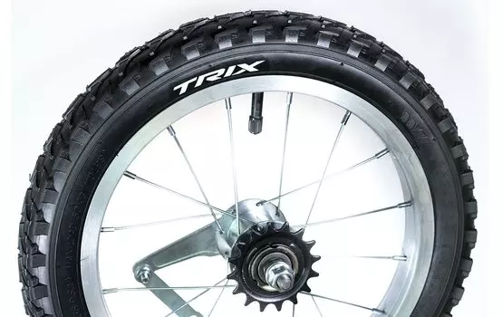 Колесо велосипедное заднее Trix 14", алюминевый обод, тормозная втулка, камера, покрышка, 14" alloy (заднее)