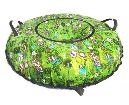 Санки надувные "Ватрушка" 100 см, принт "Ooops на зеленом", КСНВ10033