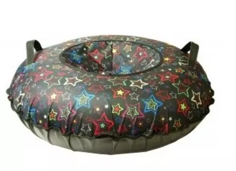 Санки-ватрушка, диаметр - 110см, принт "звезды на черном", низ ПВХ, верх ткань