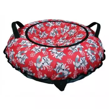 Санки-ватрушка, диаметр - 80см, принт "лисички", низ ПВХ, верх ткань