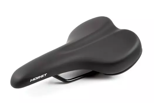 Седло HORST универсально MTB 260х150мм мягкое, эластомерное, черное с черными, рейлингами, 00-180760