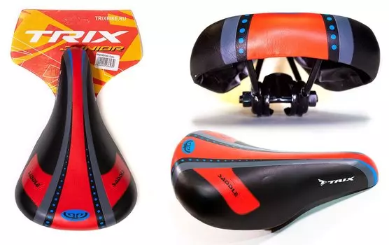 Седло TRIX, детское, 230х145 мм, с замком, черно-красный, HBAZ-0625(red)