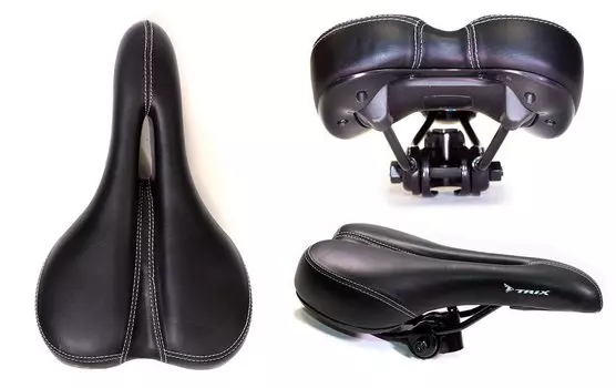 Седло TRIX, спорт, 260х170 мм, с замком, пружинное, с вентиляцией, черный, HBAZ-5048