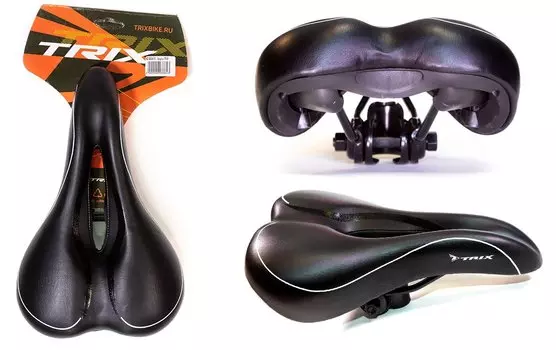 Седло TRIX, спорт, 265х165 мм, с замком, с вентиляцией, черный, AZ-5536-01