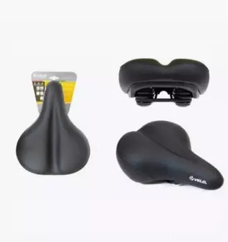 Седло VELO комфорт 272x213 мм, гелевое, эластомерное, серо-черное , SD-VL-6100E-0-GBK