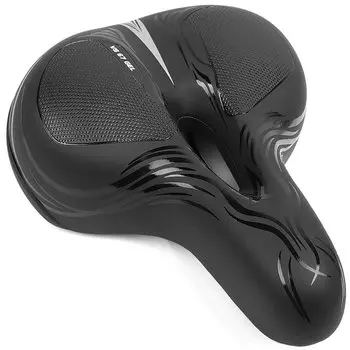 Седло Vinca Sport комфортное c гелем, 250*200мм, с отверстием, черное, VS 67 Gel black