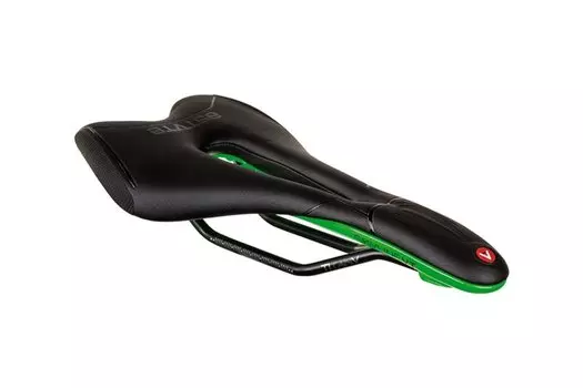 Седло велосипедное Astute SKYLINE TACA FLUO VT, 275x135 мм, кросс, шоссе, 190 г, титан, черный/зеленый, 0SMTB0LN0VTG040