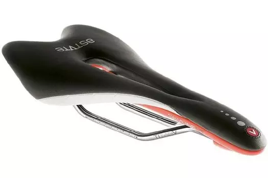 Седло велосипедное Astute SKYLINE VT, 275x135 мм, кросс, шоссе, 190 г, титан, черный/белый/красный, 0SKYLN0R0VTBS05