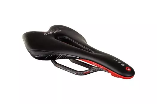 Седло велосипедное Astute SKYLITE PILARGA VT, 275x145 мм, шоссе, кросс, 182 г, карбон, черный/красный, 0SKLTPLVTR0BB16