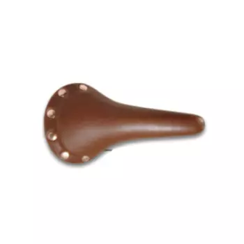 Седло велосипедное DDK 2732RV, спортивное, кожа, с заклепками, стальная рамка, коричневое, DDK-2732RV_brn