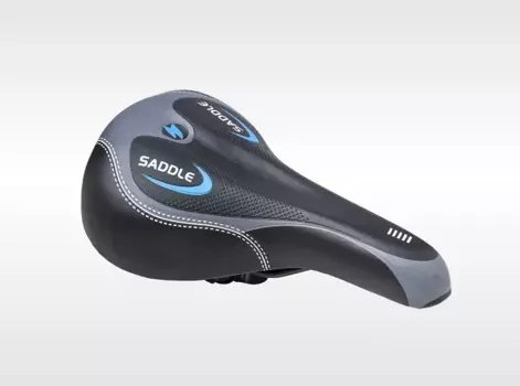 Седло велосипедное FORWARD FS-6125, актив MTB, 260x150 мм, с замком, черный/синий