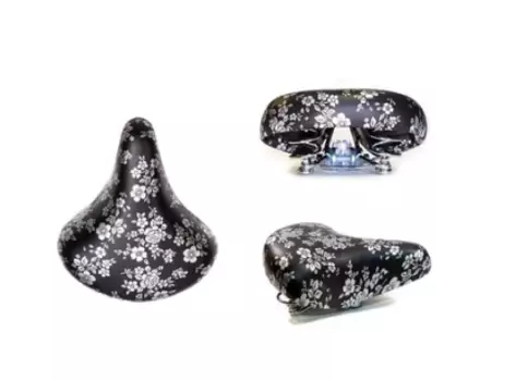 Седло велосипедное Forward HF-AZ-0801B, 245х210 мм, с замком, black/flower, УТ00019353
