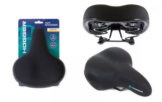 Седло велосипедное HOGGER, комфорт, 245x200 мм, унисекс, на пружинах, черное, SDHG45200S0BK