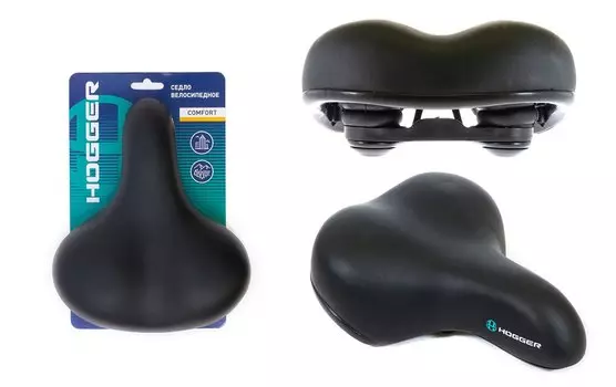Седло велосипедное HOGGER, комфорт, 255x208 мм, унисекс, эластомер, черное, SDHG55208E0BK