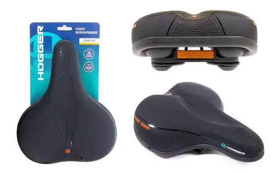 Седло велосипедное HOGGER, комфорт, 265x205 мм, унисекс, гель, эластомер, черное, SDHG65205EGBK
