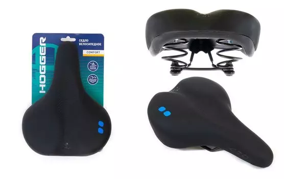 Седло велосипедное HOGGER, комфорт, 270x180 мм, унисекс, на пружинах, черное, SDHG70180S0BK