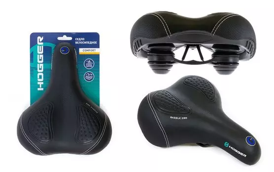 Седло велосипедное HOGGER, комфорт, 275x215 мм, унисекс, гель, эластомер, черное, SDHG75215EGBK