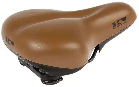 Седло велосипедное M-WAVE ELAST-L CITY, комфорт, с пружинами, 265х200мм, коричневое, 5-251022