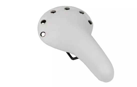 Седло велосипедное M-Wave "под кожу", ретро-дизайн, универсальное, 278х153 мм, с 6 заклепками, белое, 5-251042