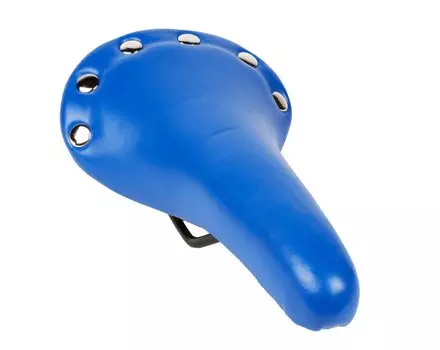 Седло велосипедное M-Wave, "под кожу", ретро-дизайн, универсальное, 278х153мм, с 6 заклепками, синее, 5-251044