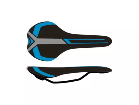 Седло велосипедное, Merida Race black-blue 2070074039, черно-голубое, MTB.