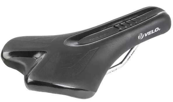 Седло велосипедное SHORTY VELO, 245х132 мм, 242 г, спортивное, анатомическая выемка, черное, 5-250511