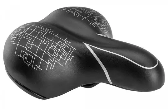 Седло велосипедное STELS AZ-5552, 250x210 мм, черный с белым, 470141